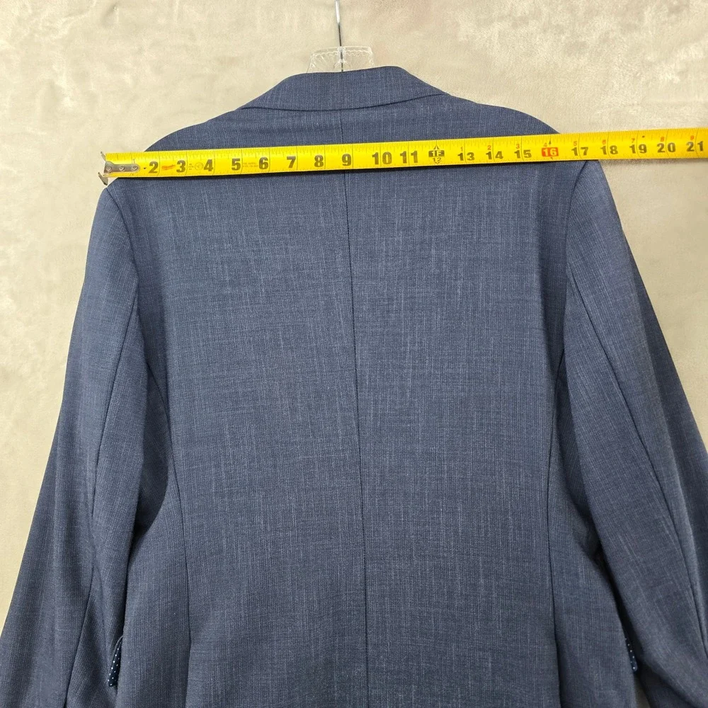 State and Liberty Blazer Mens 38S Blue Two Button Polka Dot Stretch Sport Coat